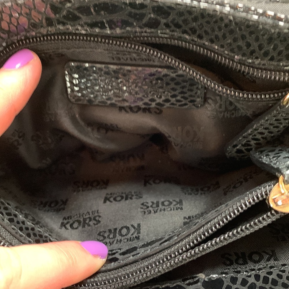 Michael Michael Kors Black Python Embossed Leathe… - image 6